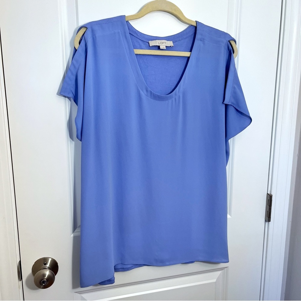 LOFT Mixed Media Split-Shoulder Tee, XL